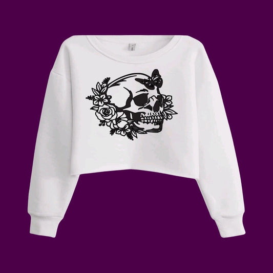 Beautiful Skull - Women's Cropped Crewneck