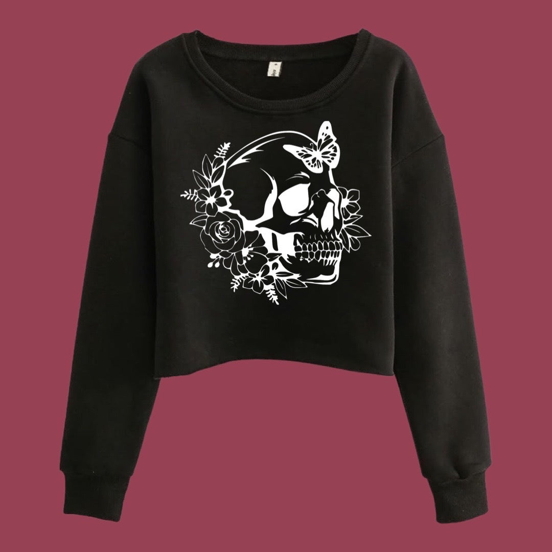 Beautiful Skull - Women's Cropped Crewneck