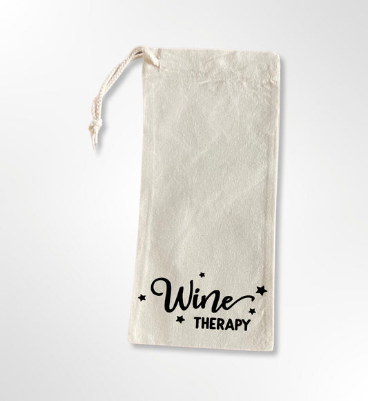 Wine Therapy - Drawstring Wine Tote