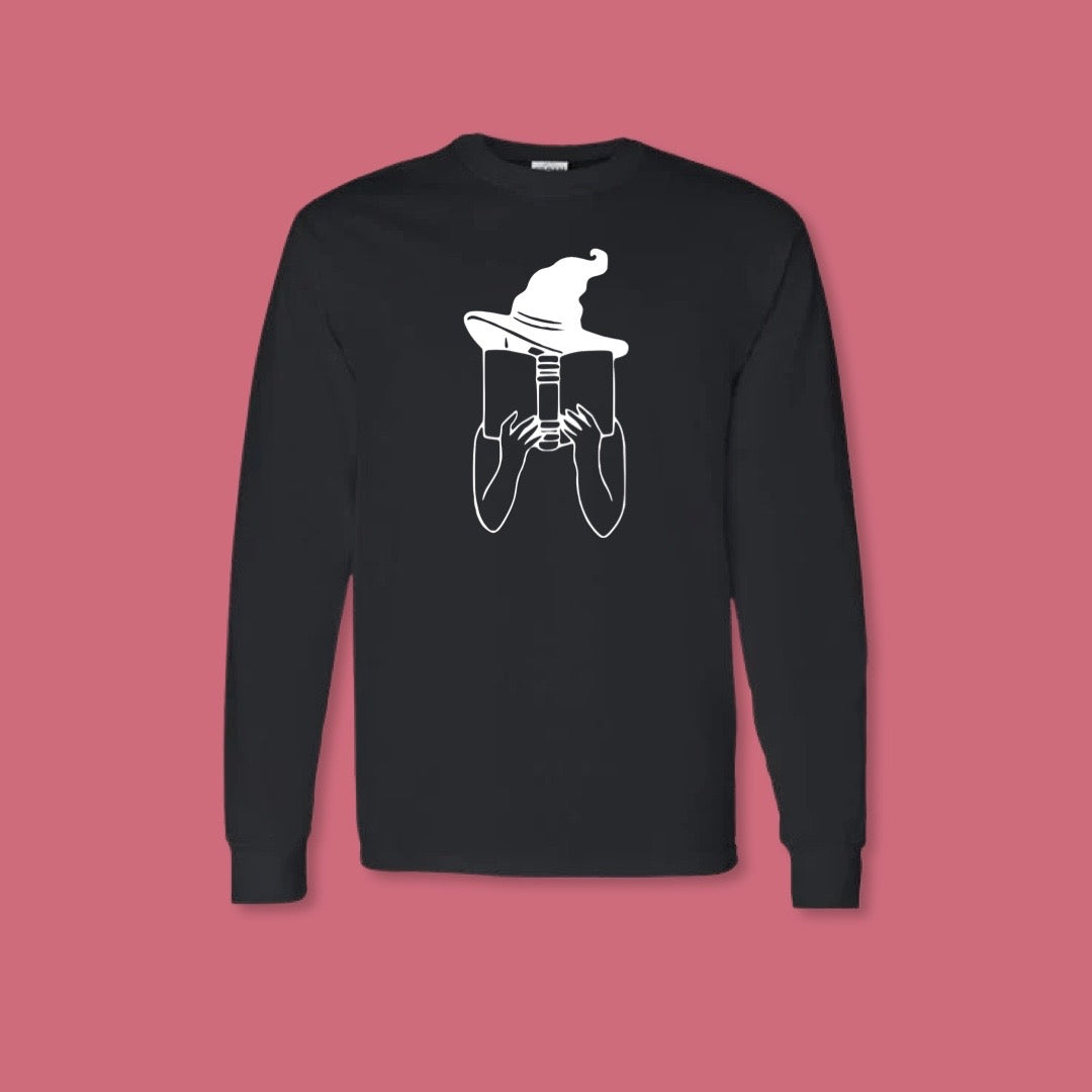 Reading Witch - Black and White Long Sleeve