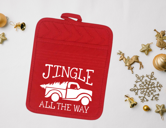 Jingle All the Way - Red Pot Holder