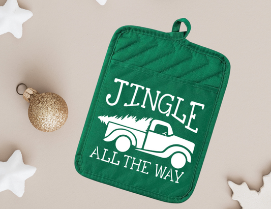 Jingle All The Way - Green Pot Holder