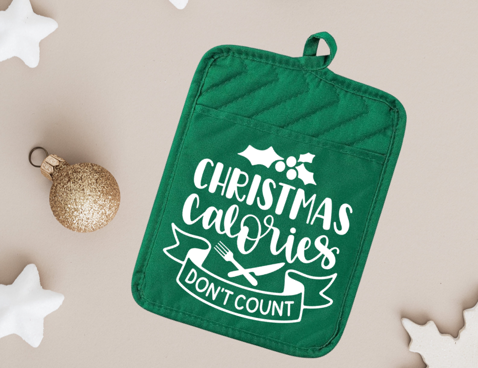 Christmas Calories Don't Count - Green Pot Holder