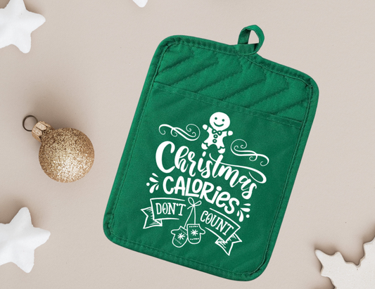 Christmas Calories Don't Count - Green Pot Holder