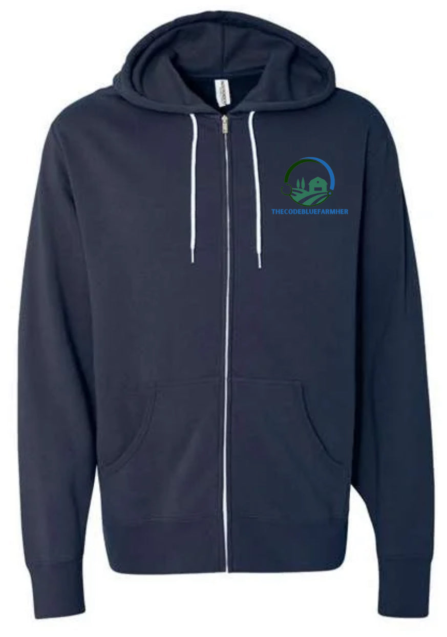 Light Full Zip Sweatshirt with Back Logo