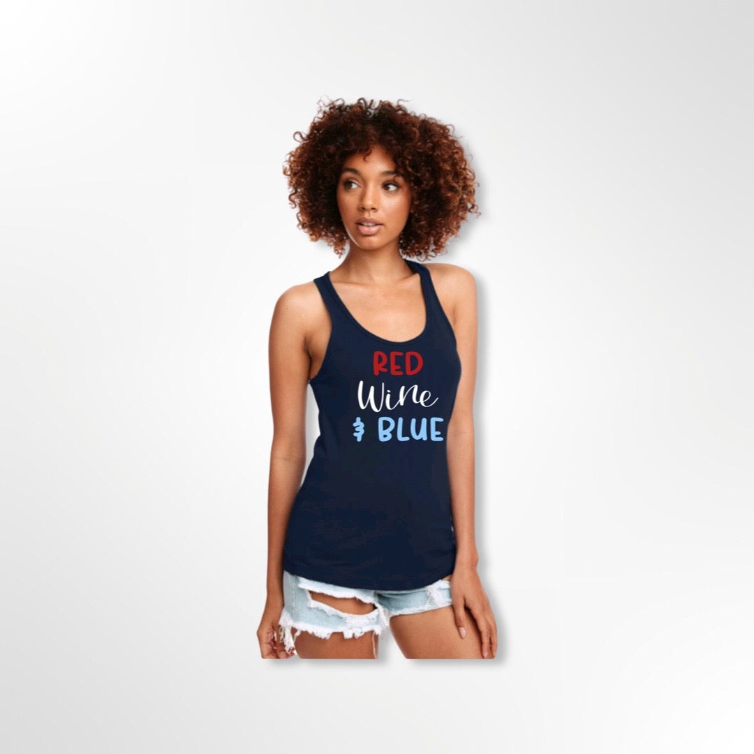 Red Wine and Blue Womens Racerback Tank - Option 1