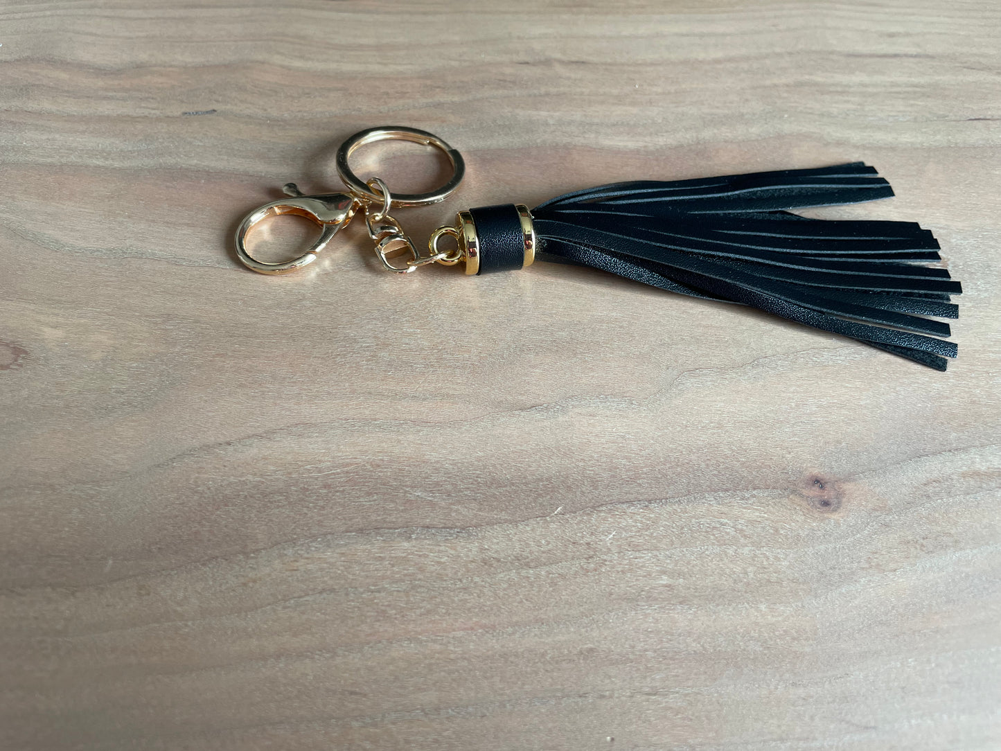 Black Tassle with Gold Key Ring