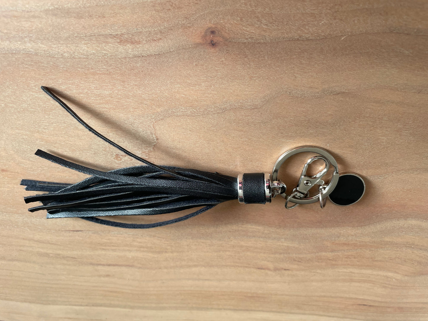 Black Tassle with Silver Key Ring