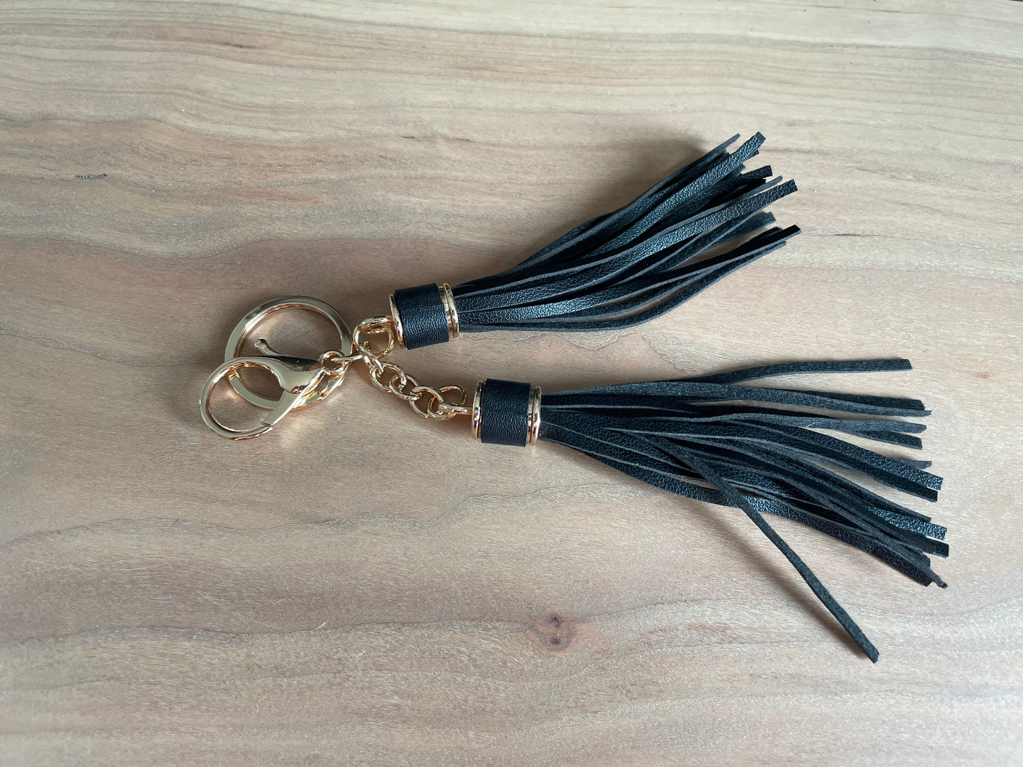 Double Black Tassle Key Ring